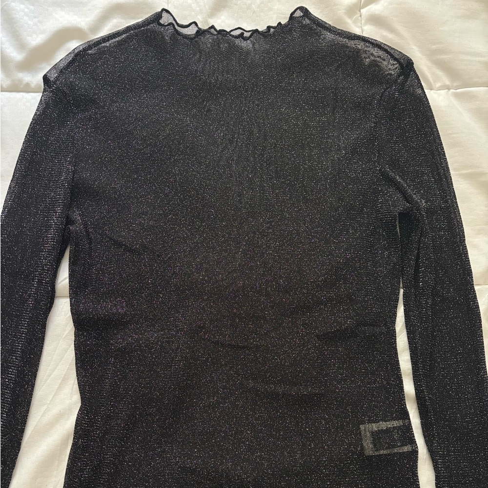 Glitter Black Long Sleeve Top
